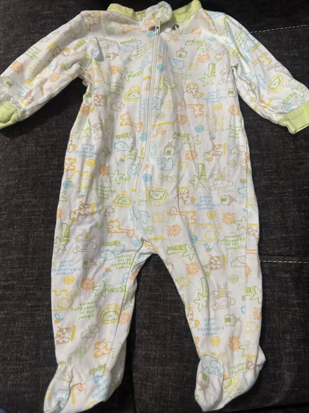 Gerber White Footed One-Piece with Pastel Animal Print